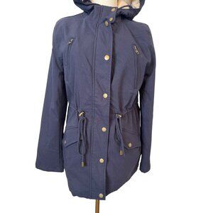 NWT Eden Society Medium Outerwear Sherpa Lined Hooded Jacket Navy Blue